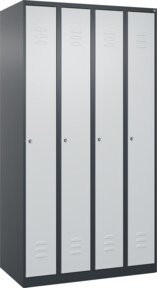 C+P Spind Classic PLUS Garderobenschrank mit 4 Abteilen, Anthrazitgrau und Lichtgrau, B/T/H: 100 x 50 x 185 cm - Bild 1