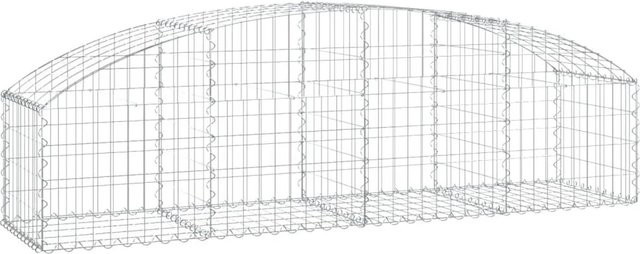 vidaXL Gabione mit Hochbogen aus verzinktem Eisen in Silber, B/T/H: 200 x 50 x 40/60 cm - Bild 1