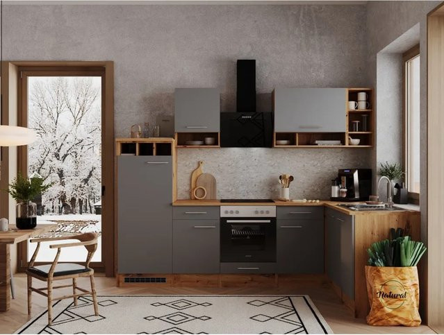 Respekta Winkelküche Hilde in Grau und Wild-Eiche Nachbildung, H x B x T: 205 x 280 x 172 cm - Bild 1