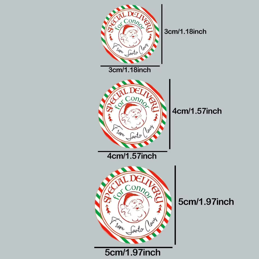 Personalisierte Weihnachtsmann-Geschenkaufkleber in Mehrfarben, individuelle runde Weihnachtsgeschenketiketten und Geschenkanhänger für Kinder, Durchmesser: 3 bis 8 cm - Bild 2