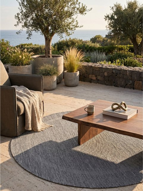 Kadima Design Outdoor Teppich ALSTER in Grau, rund, Ø 200 cm, UV-beständig - Bild 1