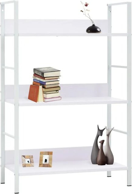 vidaXL Bücherregal in Weiß mit 3 Regalböden aus Holzwerkstoff und Metall, B/T/H: 60 x 27,6 x 90,5 cm - Bild 1