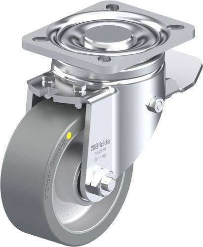 Blickle Lenkrolle mit Feststeller LH-ALTH 100K-1-ST-AS in Silber und Grau, Rad-Durchmesser: 100 mm, Tragfähigkeit: 350 kg - Bild 1