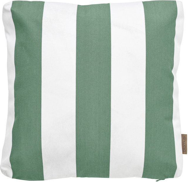 Blomus Kissen Stay Outdoor gestreift in Lily White und Duck Green, B/B: 45 x 45 cm - Bild 1