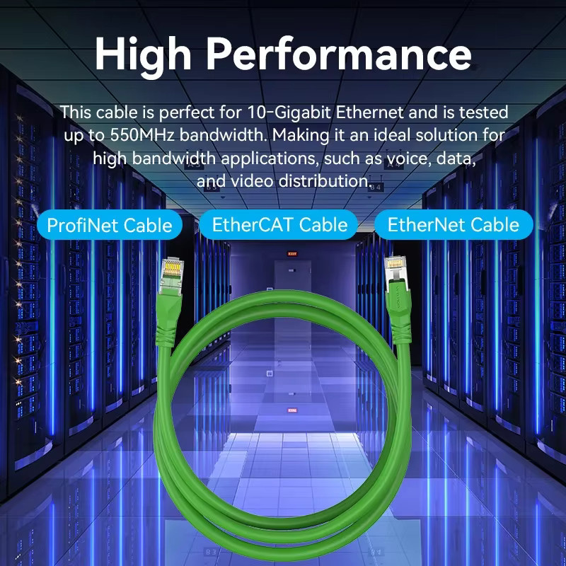 Vention Cat6A Ethernet-Kabel SFTP Patchkabel mit RJ45 Anschluss in Grün für 10 Gbit/s LAN-Verbindungen - Bild 3