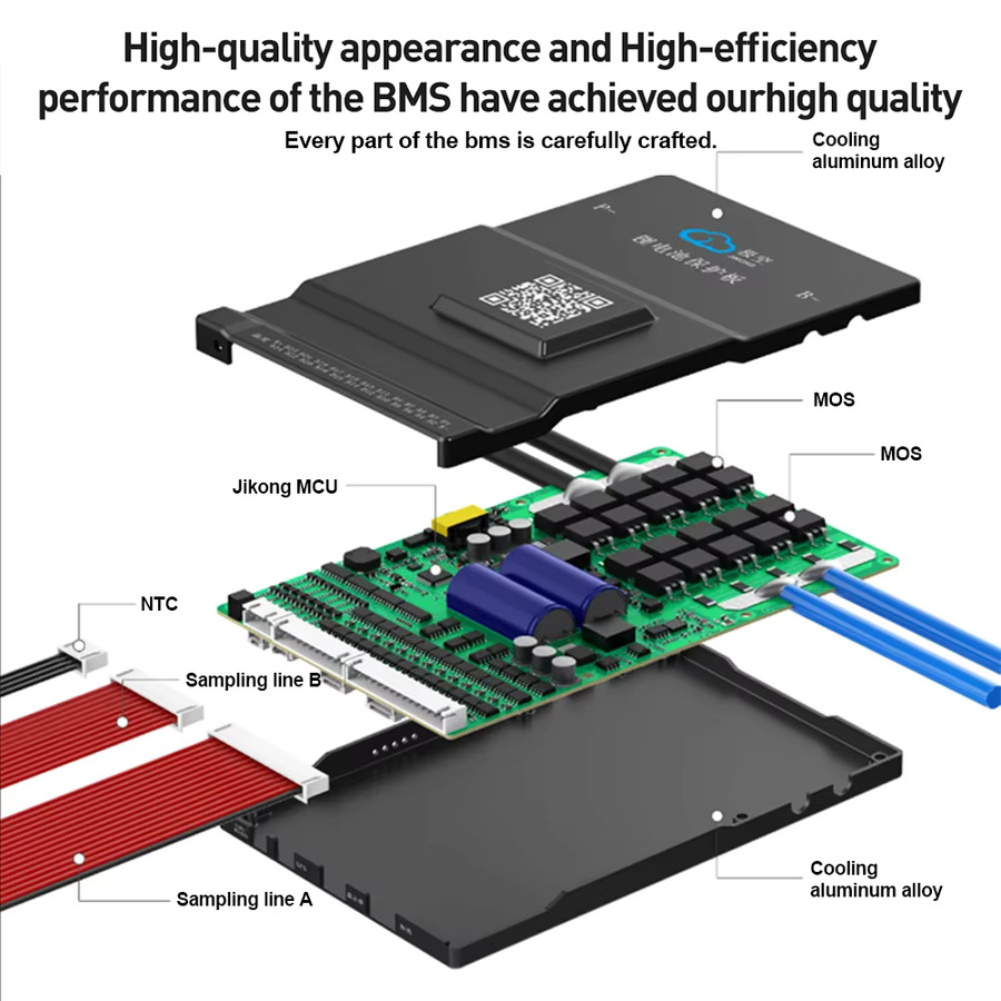 JIKONG Smart BMS JKBMS B2A8S20P-V19 mit 1A Aktiver Balancierung für LiFePO4 Li-Ion LTO Batterien (4S-8S, 12V/24V, 100A/200A) mit RS485 und CAN Schnittstellen - Bild 4