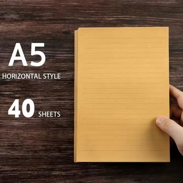 Retro-Briefpapier aus braunem Kraftpapier im A5/B5 Format für Notizen und Grüße - Bild 1