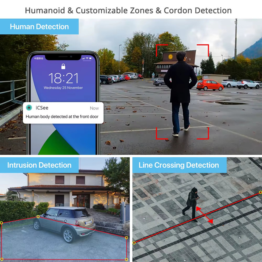 Zysecurity WiFi PoE Dome-IP-Kamera mit 5 MP, H.265, KI-Humanoiderkennung und Tonaufnahme, Farbe: Weiß - Bild 4
