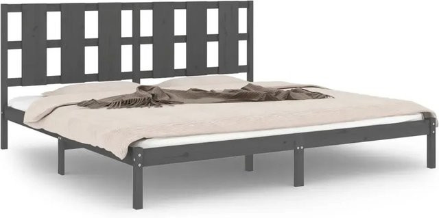 vidaXL Massivholzbett aus Kiefer in Grau, B/T: 200 x 200 cm - Bild 1