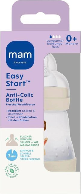 MAM Babyflasche Easy Start Wide Neck Anti-Kolik in Beige und Weiß, 160 ml - Bild 1
