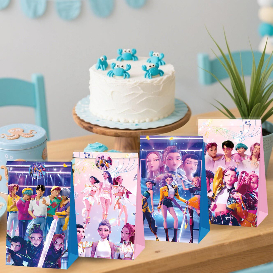 12 Stück K-Pop Dämonenjäger Cartoon Papiergeschenktaschen mit Henkeln in Multicolor für Süßigkeiten und kleine Geschenke - Bild 4