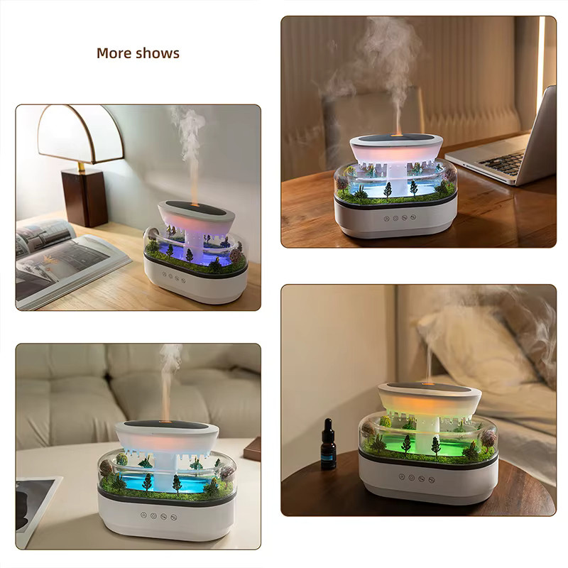 VENUSWING Aromatherapie-Diffusor mit simulierten Regentropfen und Musik in Waldgrün - Bild 5