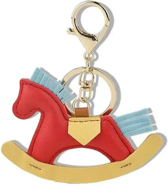 Love Home Garden Taschenanhänger Cartoon Schaukelpferd, Leder, rot, 10.5x9cm - Bild 1