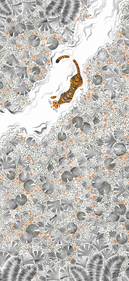 Isidore Leroy Wandtattoo Mural Tigres in Grau, Orange und Multicolour für Kinderzimmer aus Vlies - Bild 1