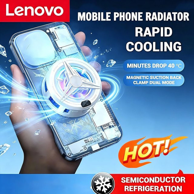 Lenovo Universeller Magnetischer Gaming-Mobilkühler für Tablets, iPads und Smartphones, Schwarz - Bild 1