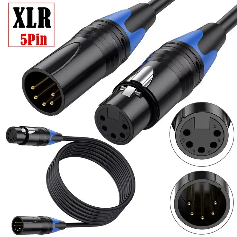 BSN XLR 5-Pin 5-adriges Audio-Verbindungskabel Stecker-zu-Buchse in Schwarz - Bild 2