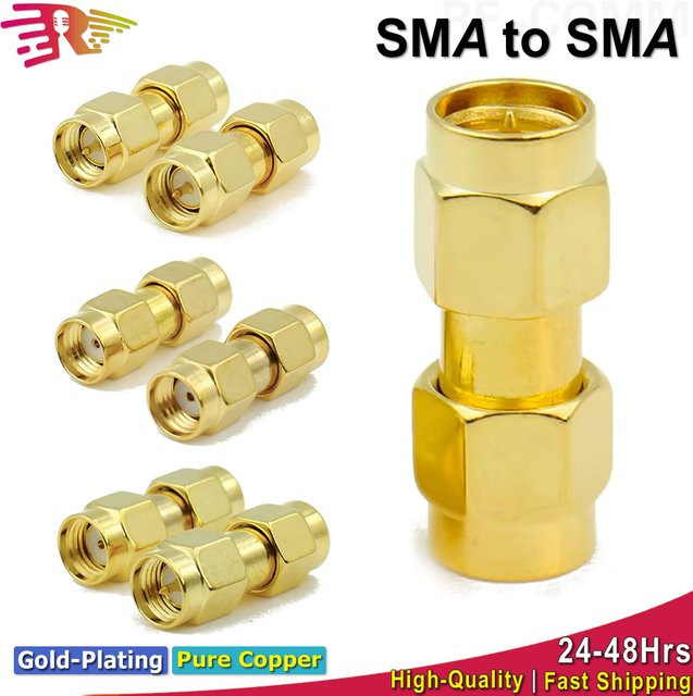 MEYNOOE SMA auf SMA Stecker Gerade RF Coax Koppler Konverter in Gold für Wifi Adapter - Bild 1