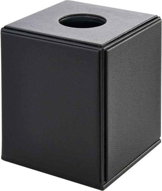 CORBY Highland Cube Taschentuchbox-Abdeckung aus schwarzem PU-Leder, Farbe: Schwarz, B/T/H: 13,7 x 13,7 x 15,5 cm - Bild 1