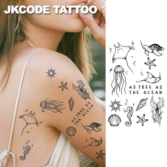 JKCODE TATTOO Ocean Minimal Tattoo-Aufkleber, Unisex - Bild 1
