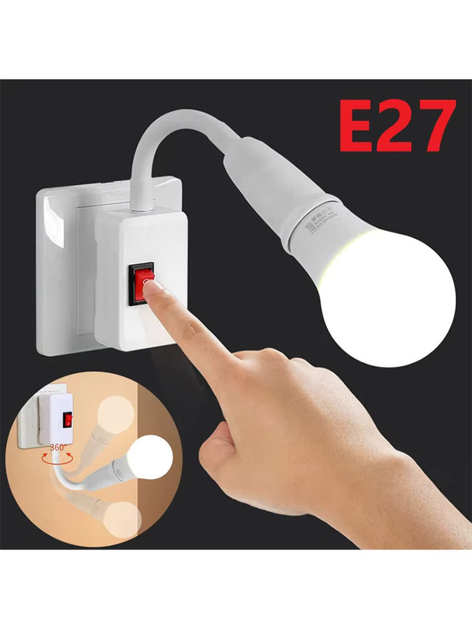 Szaoju Flexibler E27 Lampenfassung Extender mit rotierender Basis in Weiß - Bild 6