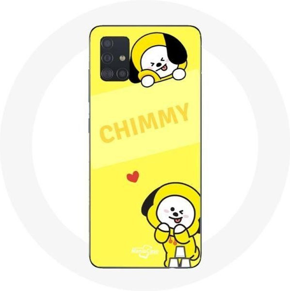 Samsung Galaxy A71 Schutzhülle mit BTS Bangtan BT21 Chimmy Jimin Design in Gelb und Schwarz - Bild 1