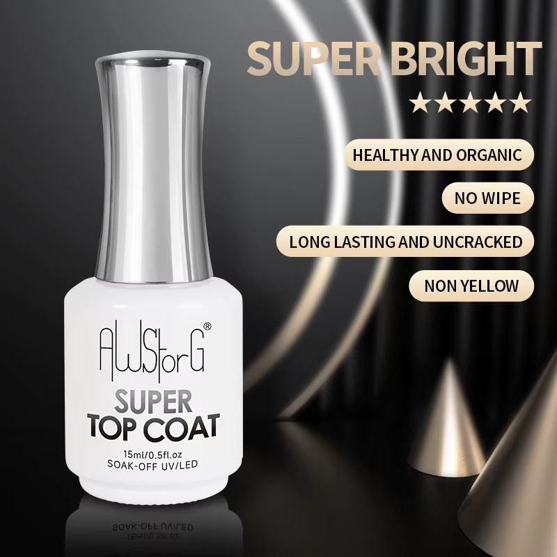 AWStorG Super Top Coat Nail Art Gel-Lack, klar, glänzend, 15 ml - Bild 3