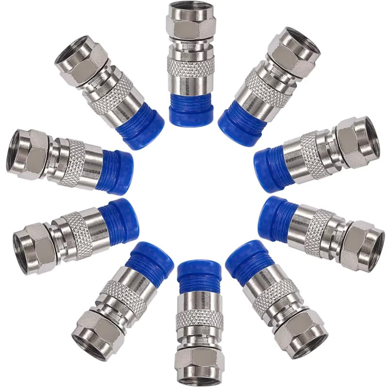 AOKIN 10er-Pack RG6-Koaxialstecker in Schwarz und Blau, 75-Ohm-F-Stecker für RG6 Dual-, Tri- und Quad-Shield-Kabel - Bild 2