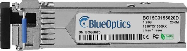 BlueOptics SFP-4310 BO15C3155620D SFP Transceiver, LC-Simplex, 1000BASE-BX-U, Singlemode Fiber, TX1310nm/RX1550nm, 20KM, DDM, Farbe: Silber - Bild 1