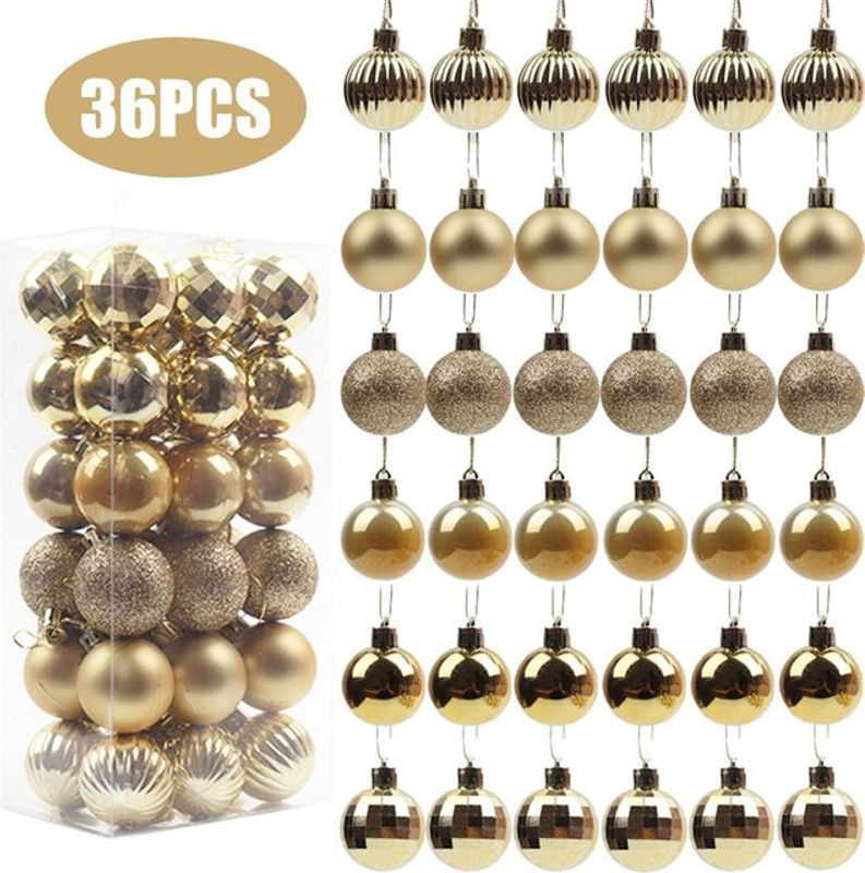 36er Set dekorative Weihnachtsbaumkugeln in Alien-Design aus Kunststoff, schwarz und gold, Durchmesser: 4 cm - Bild 1