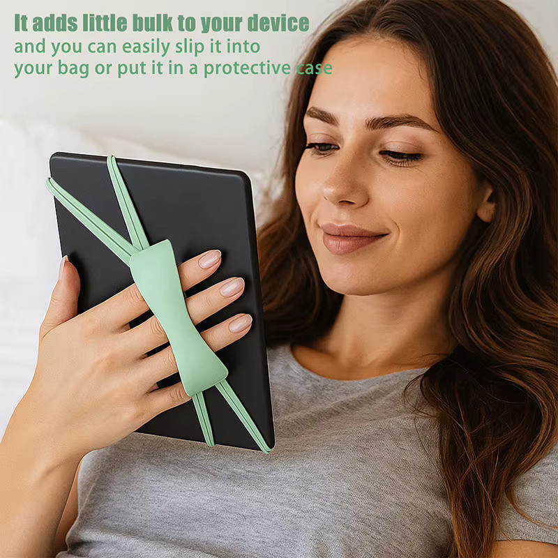 Weiche Silikon-Handschlaufe als bequemer Fingergriffhalter für Kindle und Kobo E-Reader in Pink oder Grün - Bild 3