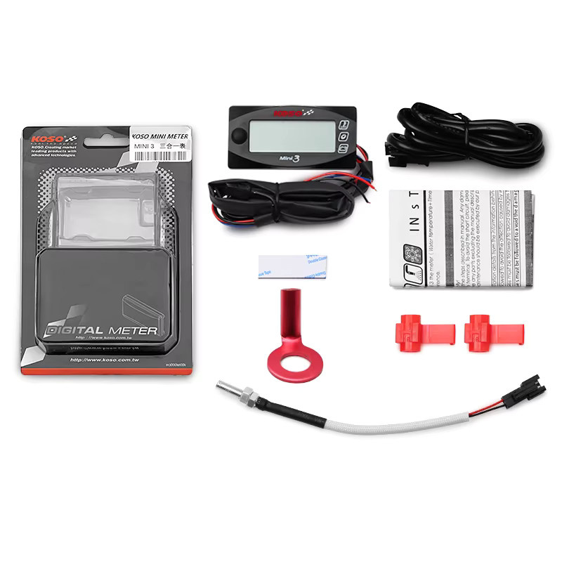 Koso 3-in-1 LCD-Digitalanzeige für Motorräder mit Zylindertemperatur, Zeit und Volt in Schwarz – Universal passend für Yamaha, Suzuki und Kawasaki - Bild 4