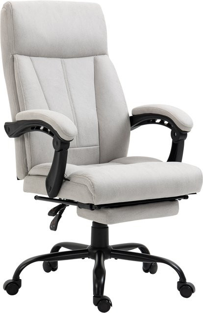 Vinsetto Ergonomischer Chefsessel mit Massagefunktion und höhenverstellbarer Fußstütze, Hellgrauer Bürostuhl für Büro und Homeoffice - Bild 1