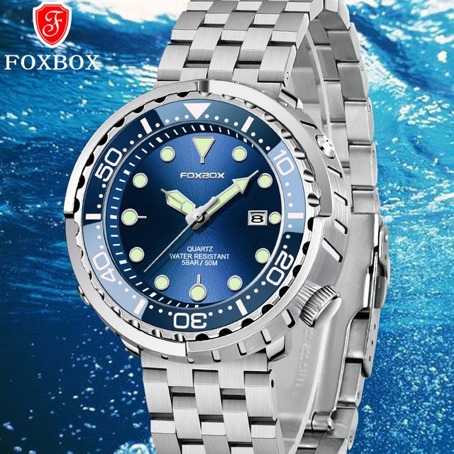 LIGE Armbanduhr Edelstahl, Quarz, Blau, Herren - Bild 1