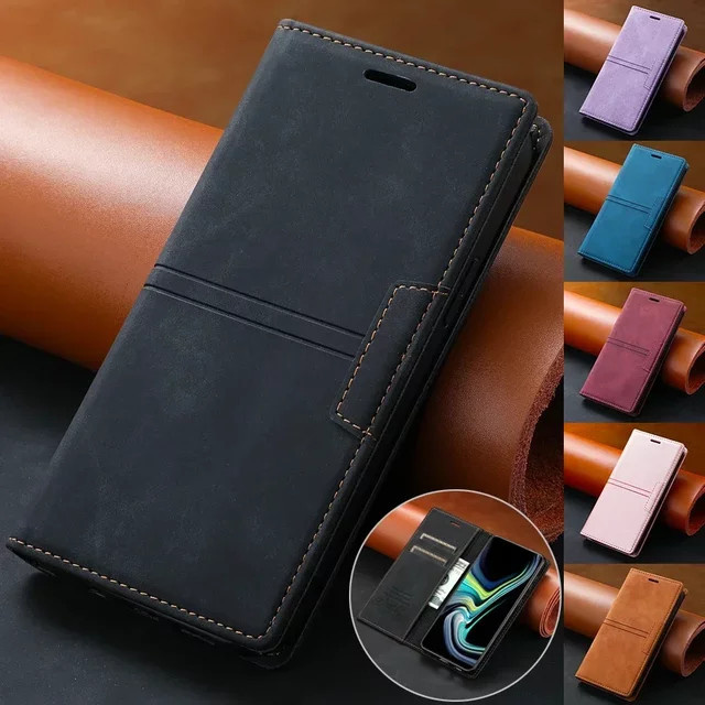 Samsung Leder-Brieftasche mit Kartensteckplätzen und Flip-Design in Schwarz für Galaxy S25 Ultra S24 FE S23 Plus S22 S21 S20 Note 20 10 Lite 9 - Bild 1