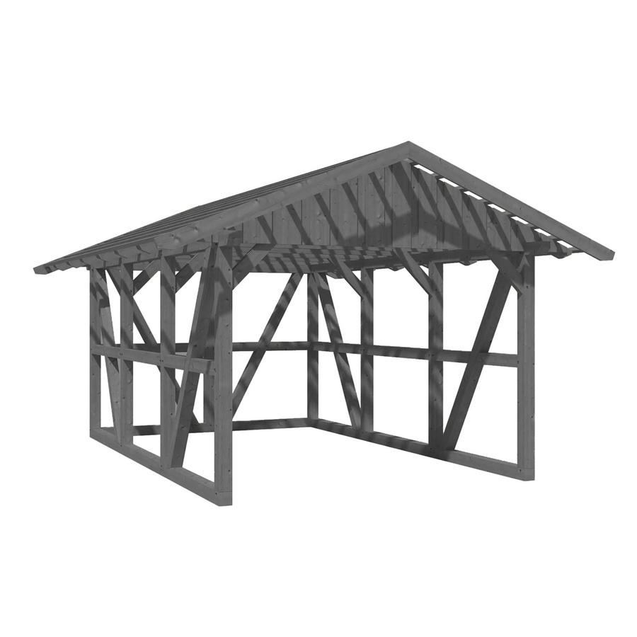 Skan Holz Carport Schwarzwald aus Fichtenholz mit Dachlattung und Rückwand in Grau, B/T: 424 x 600 cm - Bild 2