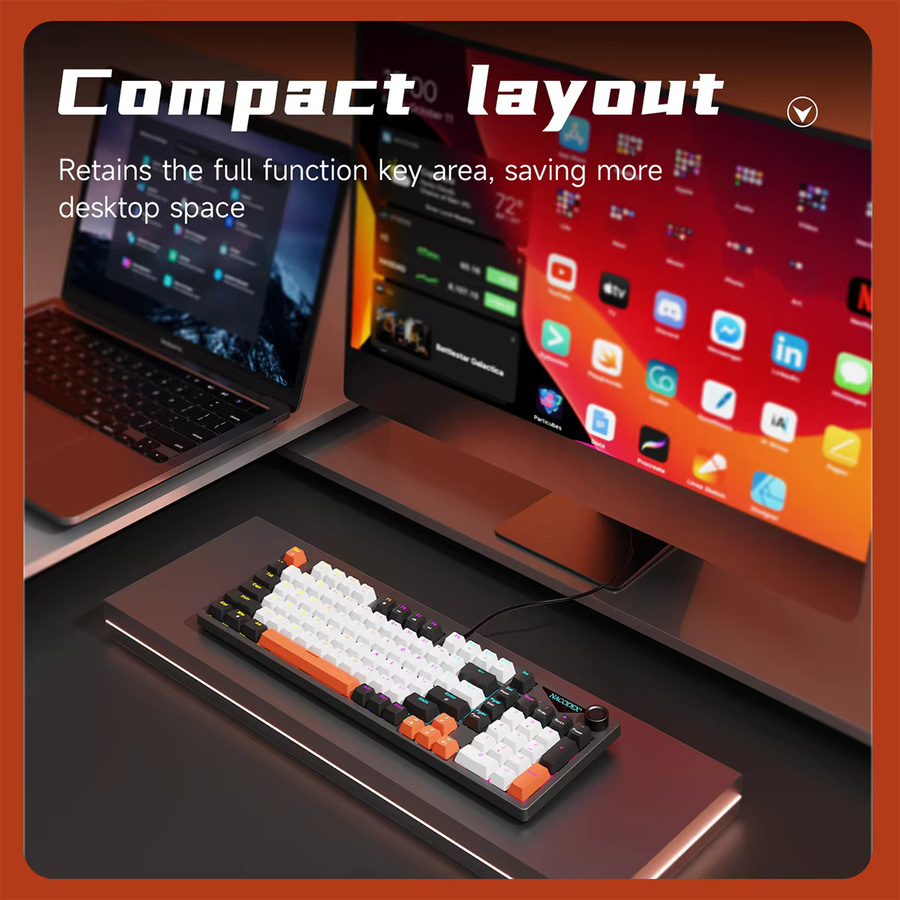 Ajazz NK98 Kabelgebundene Mechanische Gaming-Tastatur mit 98-Tasten-Layout und Hot-Swap-Funktion in Multicolour - Bild 3