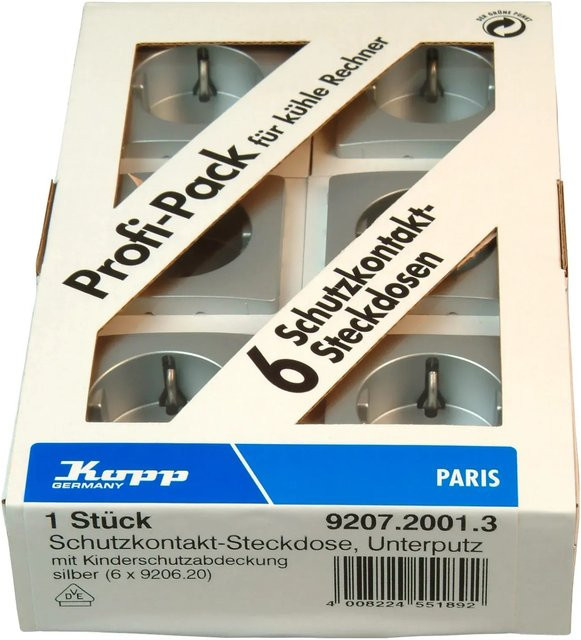 Kopp Steckdose 1-fach Paris in Silber, 6er Set - Bild 1