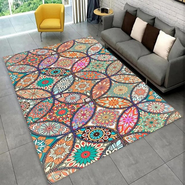 Lodestar Mandala Bereichsteppich im böhmischen Stil mit bunten floralen und geometrischen Mustern, Mehrfarbig, B/T: 80 x 50 cm - Bild 1