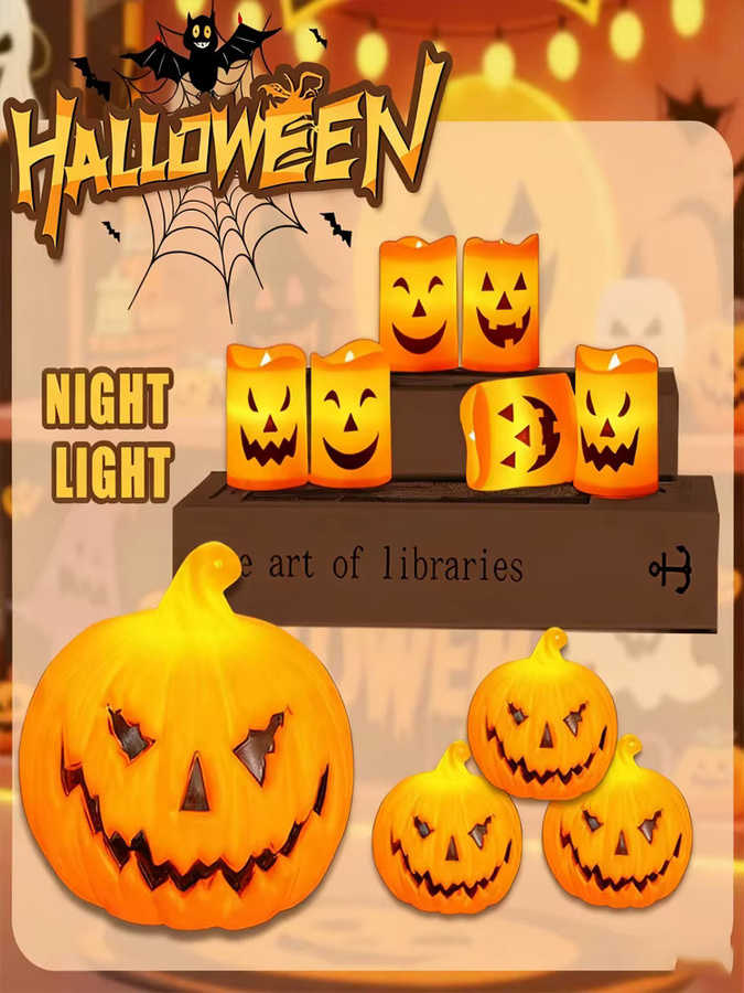 Bandai Halloween Kürbislaterne Geistergesichtslampe in Orange für Partydekoration und Atmosphärenlicht - Bild 6