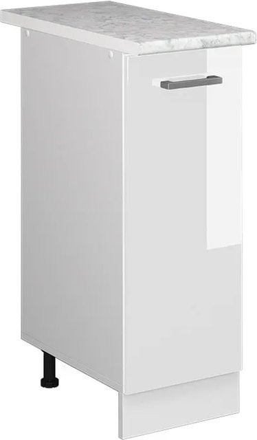 Vicco Apothekerunterschrank R-Line Küchenschrank in Weiß Hochglanz mit Marmor Arbeitsplatte, Breite: 30 cm, Höhe: 81,6 cm, Tiefe: 20,63 cm - Bild 2