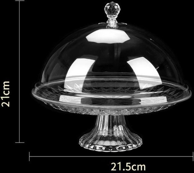 xuehizhong Kuchenständer mit Deckel aus transparentem Kunststoff, Dessert-Auslage und Kuchenhaube, Durchmesser: 20 cm - Bild 1