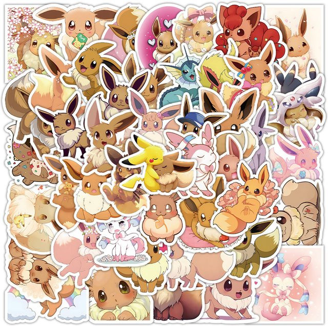 TAKARA TOMY Pokémon Eevee Sticker, Bunt, 10-teiliges Set - Bild 1