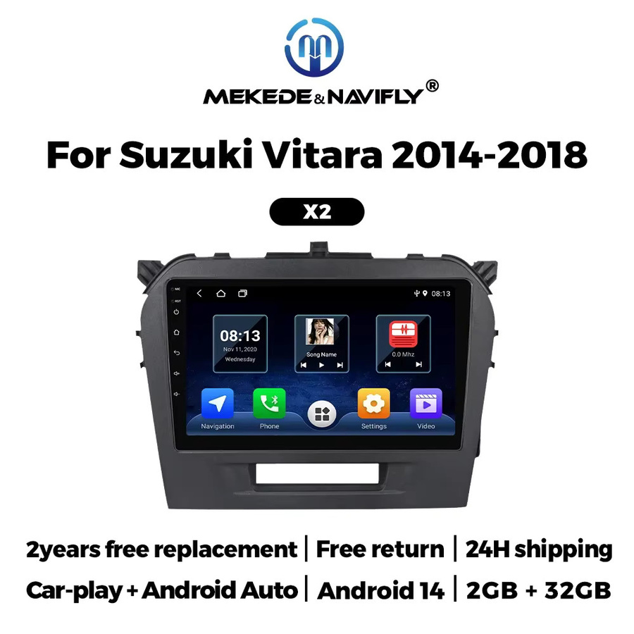 STRONGNAVI Android Auto Radio mit 9 Zoll Display für Suzuki Vitara 2014-2019, kabelloses CarPlay, GPS Navigation und DSP Multimedia Player, Schwarz - Bild 3