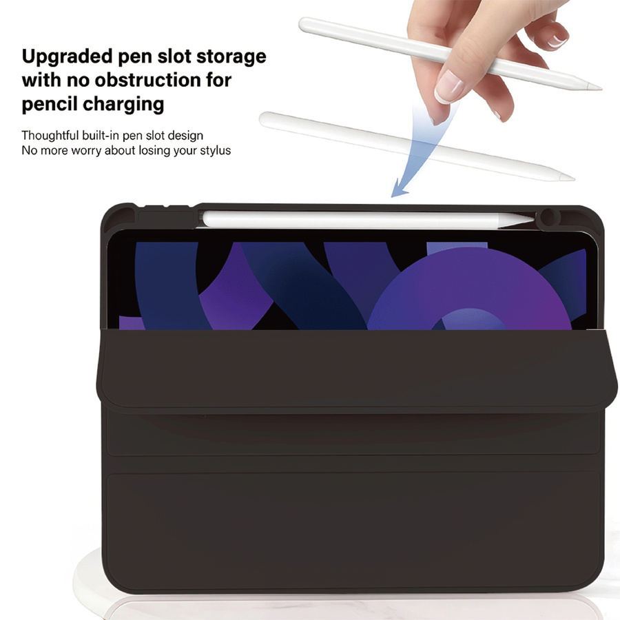 Smart Cover Hülle für Apple iPad Pro, Air und iPad Generationen mit Stifthalter und Tri-Folding Funktion in Transparent/Blau - Bild 3