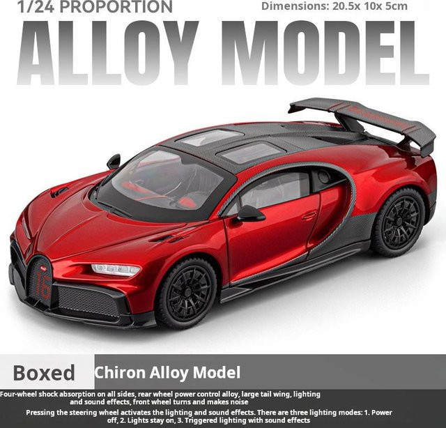 Linyi toy car Bgti Chiron Supercar Modell, 1:24, Metall, ab 14 Jahren - Bild 1