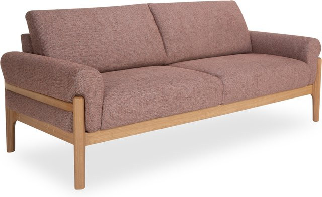 3 Sitzer Sofa STEGEN von Rolf Weber in Orange mit Bouclé-Stoff und Eichenmassivholz-Gestell, B/T/H: 217 x 90 x 65 cm - Bild 1