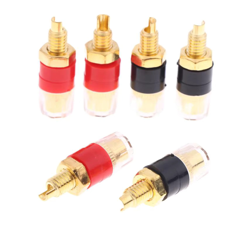 4/10 Stück Messing Bananenstecker mit transparentem Gehäuse, 4mm Gold beschichtet für HIFI Lautsprecher und Verstärker - Bild 2