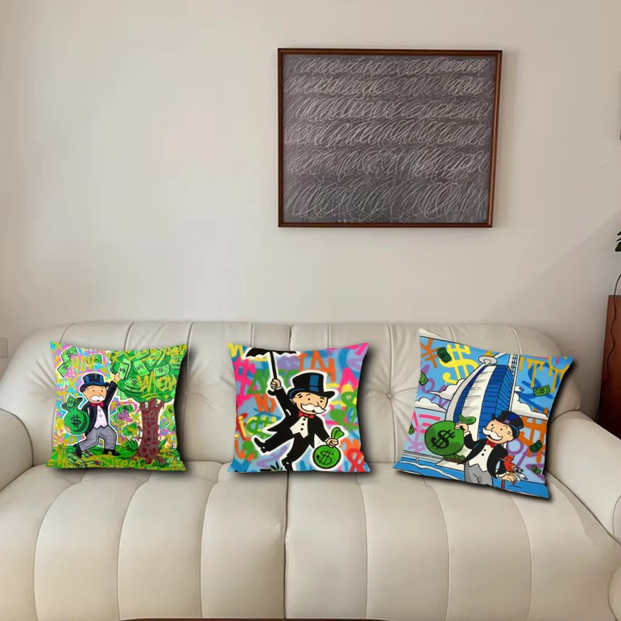 Dollar Alec M-Monopoly Luxus-Kissenbezug, quadratisch, Multicolour, B/T/H: 40 x 40 x 40 cm - Bild 2