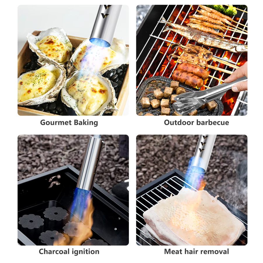 BISINNA Edelstahl Butan Gas Kanister Lötlampe mit Zünder in Blau für Outdoor, Camping und BBQ - Bild 6