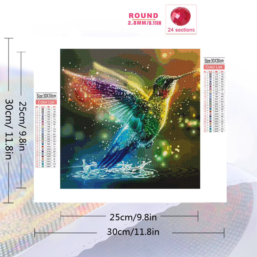 Evershine Diamant Stickerei Kolibri, DIY Diamant Mosaik, Tiere - Bild 2